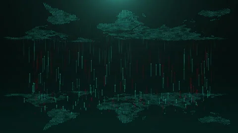 Futuristic Digital World Map Data Network Background Stock Footage 339056745
