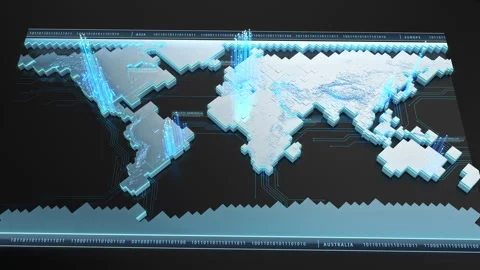 Futuristic Digital World Map 스톡 동영상 343526127