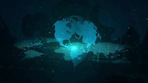 Futuristic Digital World Map with Glowing Blue Earth in Space Technology Stock Footage 339051974