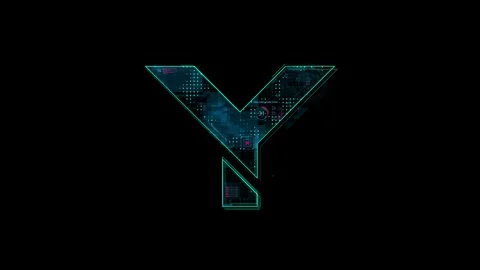 Futuristic Digital Y Shaped Technological Circuit with Neon Blue Accents on.. Video stock 341917885