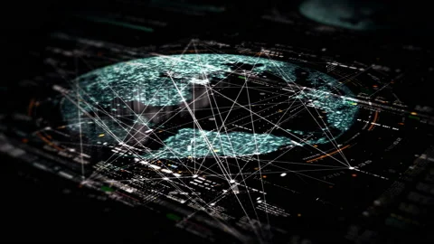 Futuristic Digitally Generated Holographic Earth Stock Footage 220064367