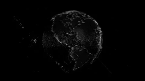 Futuristic digitally generated holographic planet Earth in a loop 360 rotation Stock Footage 304797345