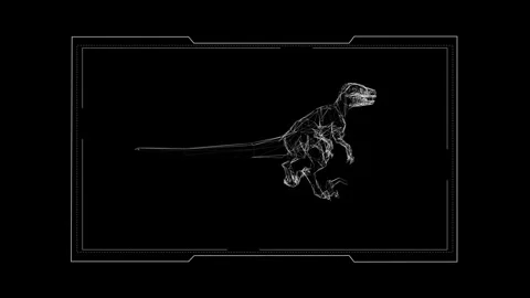 Futuristic Dinosaur Wireframe Digital Art in Minimalistic Black Canvas 库存影片 344032368