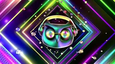 Futuristic Disco Owl Stock Footage 341558616