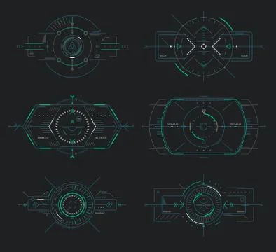 Futuristic display control, navigation panel hud elements 스톡 일러스트