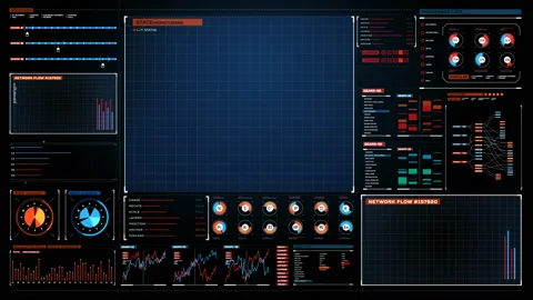 Futuristic display interface. graph, computer operation data screen.4k.2. Stockbeeldmateriaal 91207164