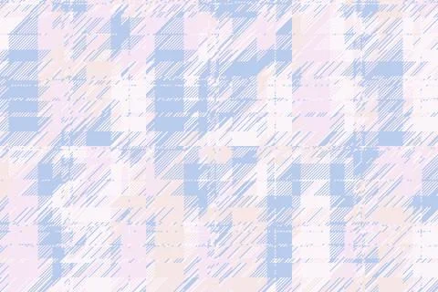 Futuristic distortion background with layered stripes and scattered squares.. Stock-Illustration