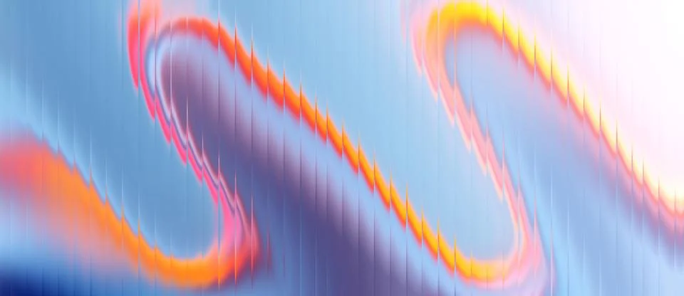 Futuristic distortion texture with vertical blur lines and vibrant neon glow Illustrazione stock