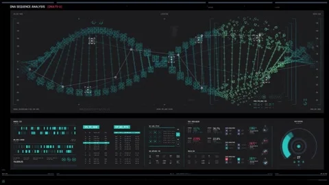 Futuristic DNA analysis fantasy user interface Hud video Stock Footage 289062983