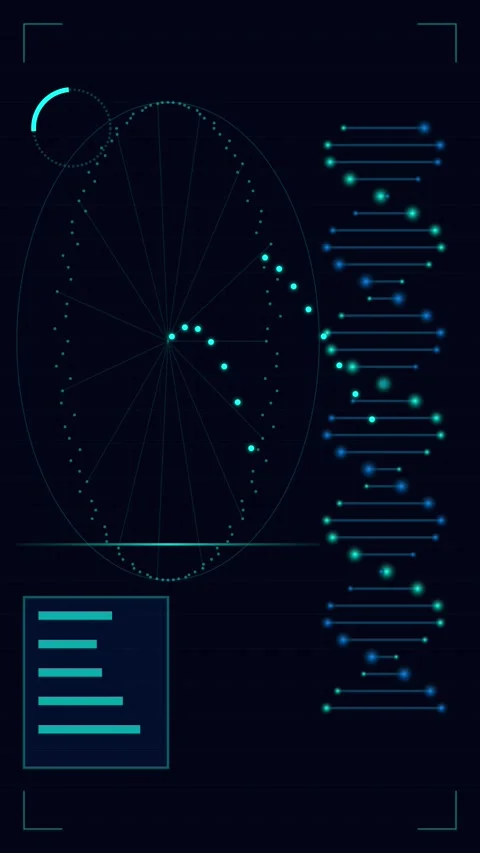 Futuristic DNA Helix Digital Interface Animation Stock Footage 346203123