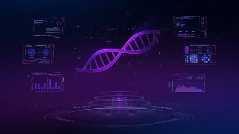 Futuristic DNA Interface Looped Animation Stock Footage 102399130