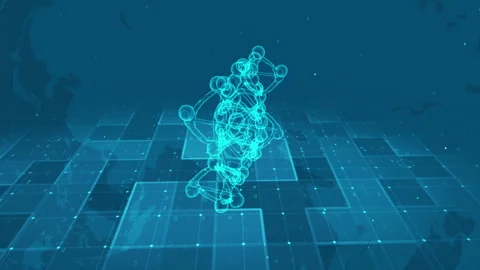 Futuristic DNA Structure with Digital Network and Global Technology Concept Stock Footage 339125715