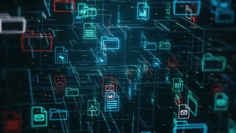 Futuristic document management system Stock Footage 262735537