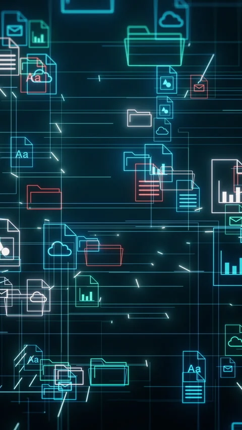 Futuristic document management system Stock Footage 301513521