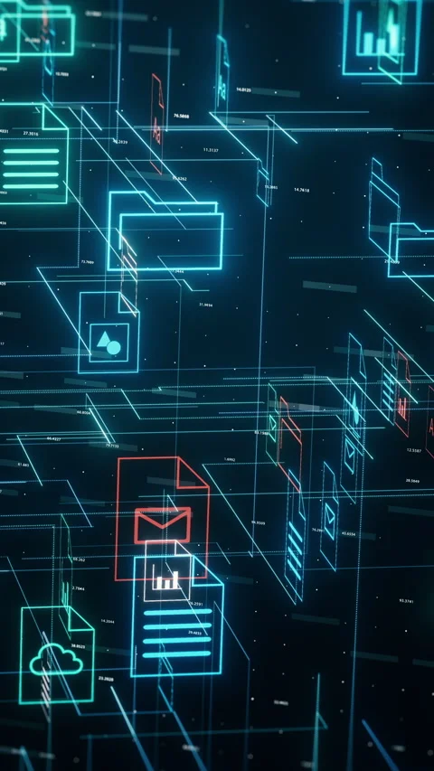 Futuristic document management system Stock Footage 301513530