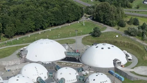 Futuristic Dome Complex Resembling UFO Designs Stock Footage 285539394