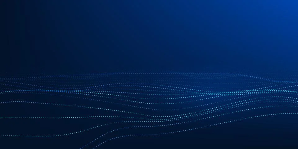 Futuristic dot data wave lines representing digital information flow, conne.. Stock Illustration