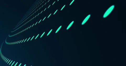 Futuristic dotted light paths curve through dark space Stock Footage 328448999