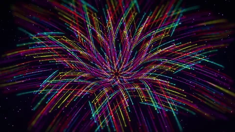 Futuristic Dotted Light Trails Digital Flower Bloom Seamless Loop Stock Footage 345704738