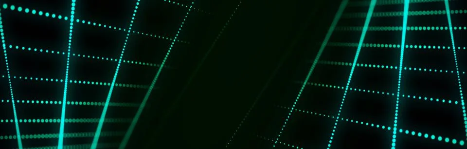 Futuristic double perspective grid in digital cyberspace. Flow of binary co.. 스톡 일러스트