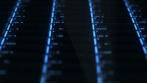 Futuristic Drobo Network Server lights blinking - Slanted Angle Video stock 70650607
