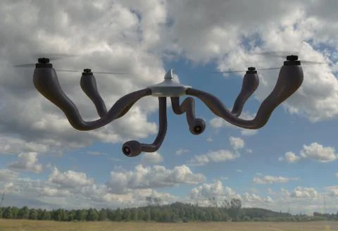 Futuristic dron with tentacles concept. 3d illustration Stock Illustration