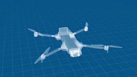 Futuristic Drone Blueprint on a Grid with a Technological and Modern Design Stock Illustration