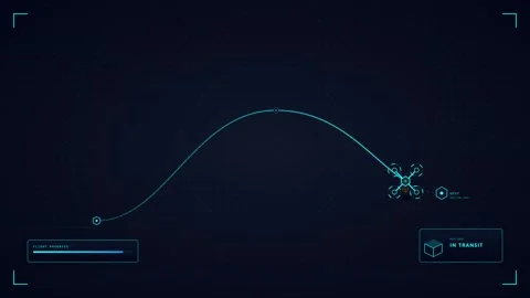 Futuristic drone delivery hud interface with flight path tracking and paylo.. Stock Footage 337567019