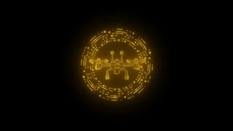 Futuristic Drone Technology: Glowing Neon Concept on Black Background Stock Footage 318175408