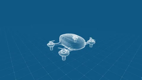 Futuristic Drone With Transparent Design on Digital Grid Background Illustr.. Stock Footage 341905146