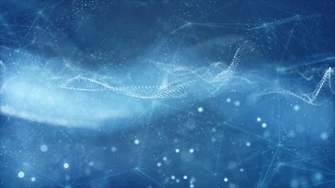 Futuristic Dynamic Plexus Wave Connections, Digital Particle Network Видео 297299394