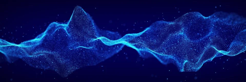 Futuristic dynamic swirling digital wave. Abstract nanotechnology flow. Sci.. Stock Illustration