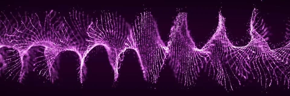 Futuristic dynamic swirling digital wave. Abstract nanotechnology flow. Sci.. Stock Illustration