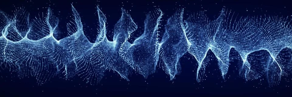 Futuristic dynamic swirling digital wave. Abstract nanotechnology flow. Sci.. Stock Illustration