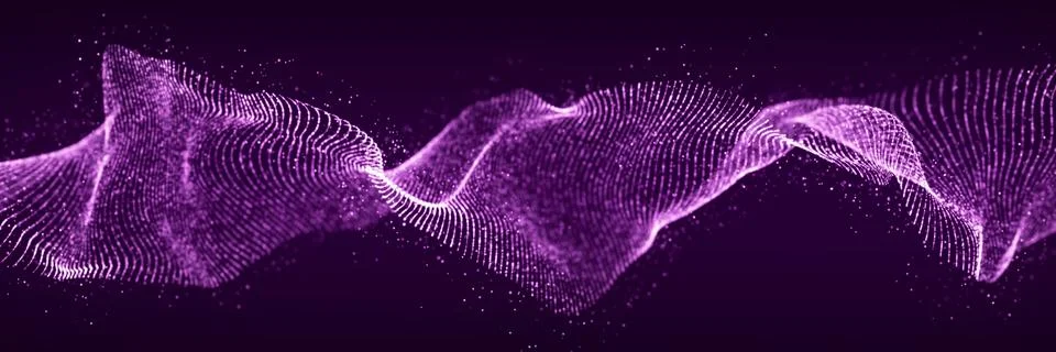 Futuristic dynamic swirling digital wave. Abstract nanotechnology flow. Sci.. Stock Illustration