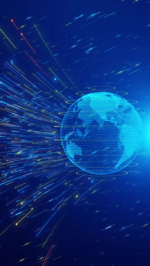 Futuristic Earth Digital Network Background. Worldwide Big Data Cloud. World Stock Footage 333790736