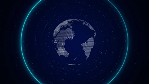 Futuristic Earth Digital Network, World Light Lines, Worldwide Big Data Cloud Stock Footage 339143213