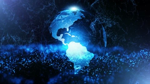 Futuristic Earth globe with flashing lights animation Vídeo Stock 142968583
