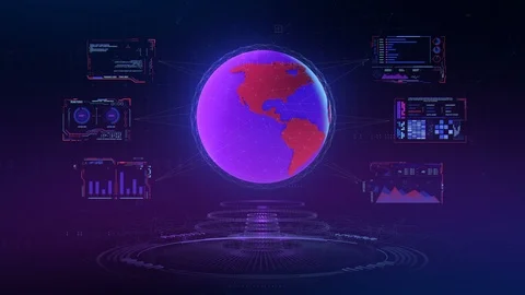 Futuristic Earth Interface Looped Animation Stock Footage 102399124