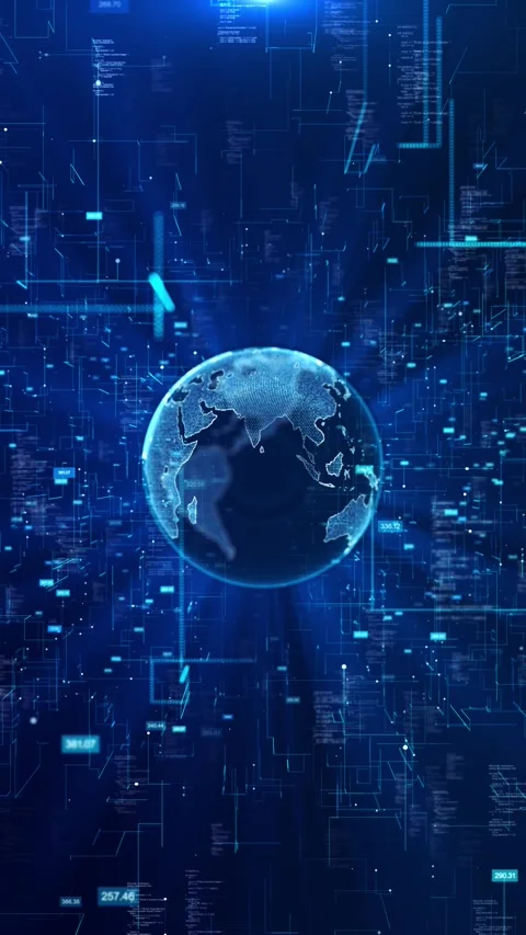 Futuristic earth map technology abstract Digital World Map with Binary Code back Stock Footage 341895723