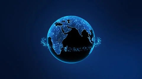 Futuristic Earth Network with Orbiting Data Particles Stock Footage 342622870