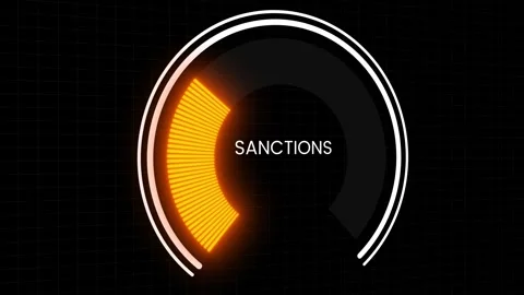 Futuristic economic sanctions level animation isolated on black background Stock Footage 340281422