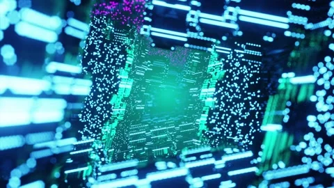 Futuristic Electric City Wormhole Loop Stock Footage 221875747