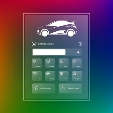 Futuristic Electric Vehicle Control Panel User Interface Design Stock Illustration