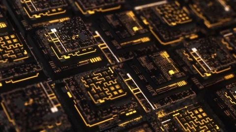 Futuristic Electronic Circuit Board Animation with AI Neural Network and Bi.. Stock Footage 314303401