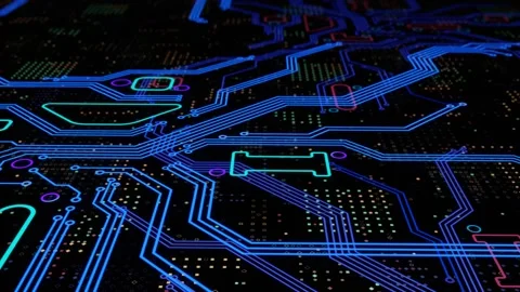 Futuristic Electronic Circuit Board. Seamless loop 3D Animation Stock Footage 159528213