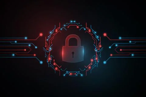 Futuristic Electronic Software Circuit Board Lock. Hight technology design. U Illustrazione stock