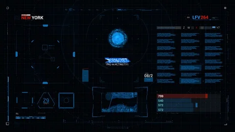Futuristic elements HUD user interface 4k - Turn Off Electricity Stock Footage 122759029