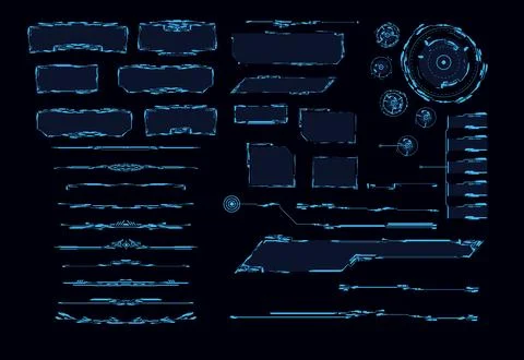 Futuristic elements, set of vector illustrations for ui design. Illustrazione stock