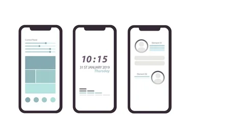 Futuristic elements, visualization of the interface edge-to-edge smartphone Stock Footage 102359036